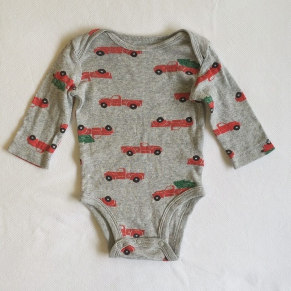 carter's christmas tree truck long sleeve bodysuit diaper shirt 3 months baby